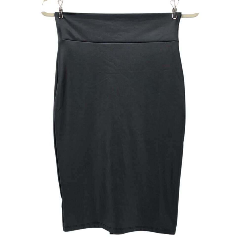 NWD Simlu Womens Small Skirt Faux Leather Pencil Fitted Black Knee Length Party